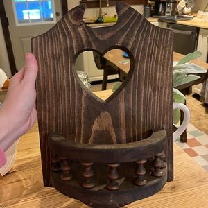 Vintage handmade wooden heart shelf